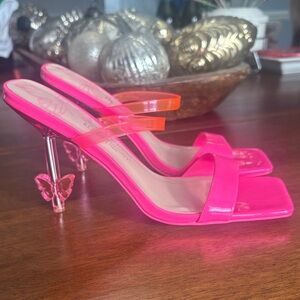 Call It Spring Pink Butterfly Heel Women's Sandals
